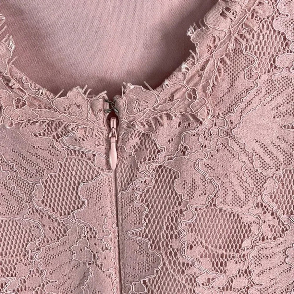 LE CHATEAU Pastel Blush Pink Floral Lace Dress Bodycon Tailored Fit Size M - Picture 6 of 13